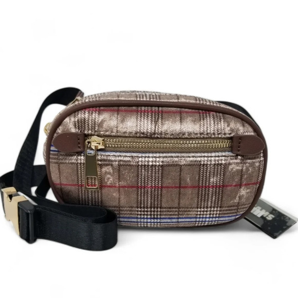 Brown Plaid Waist Bag, belt bag, fannypack, chest bag - Picture 7 of 9